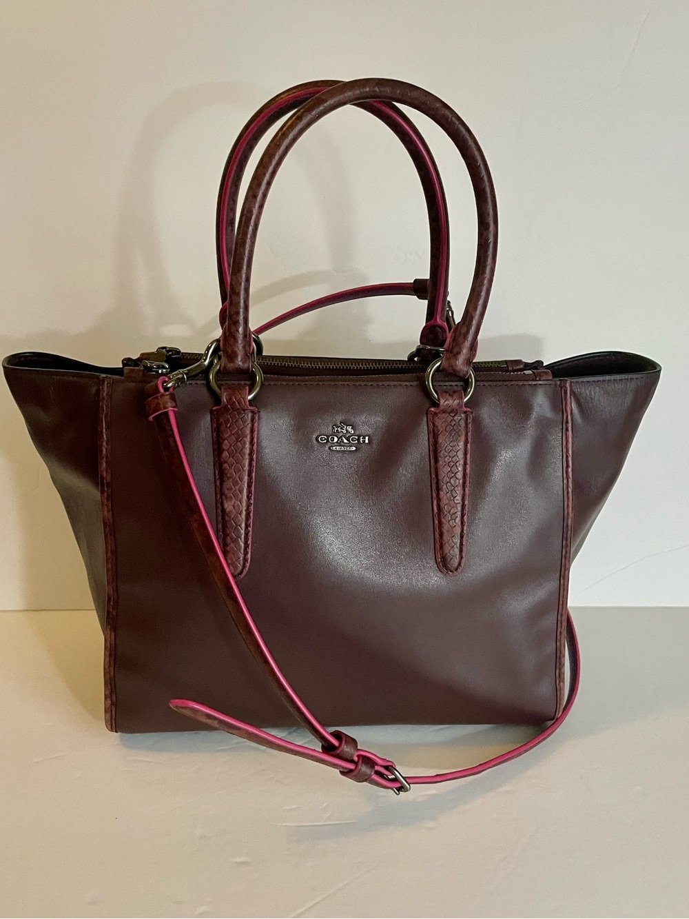 Coach Oxblood Python Trim Satchel